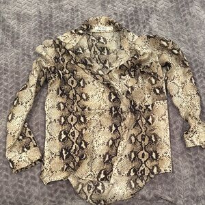 Snakeskin Print Button-Up Blouse